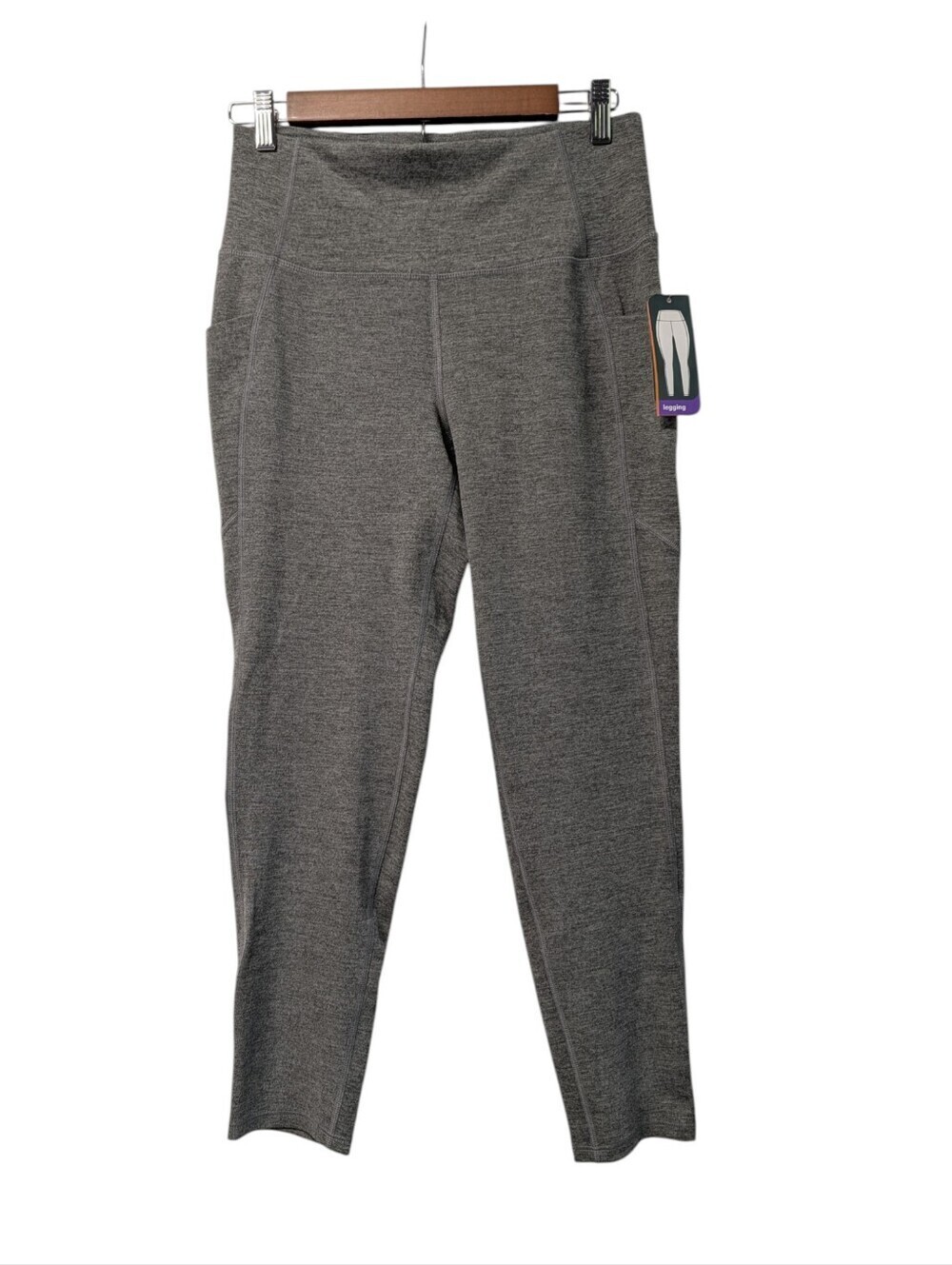 MTA Sport Gray Leggings  Side Pockets High Rise Activewear Women's Size M NWT - Picture 2 of 6